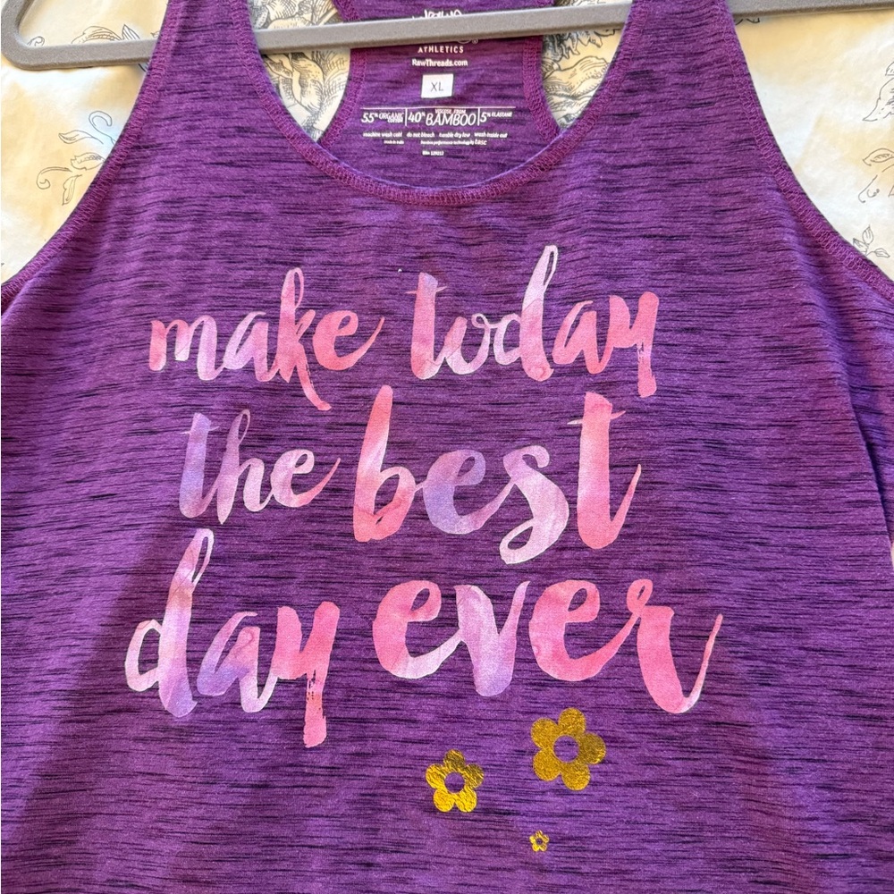 BEST DAY EVER Purple Women's Athletic running Tank Top, Disney/tangled Inspired